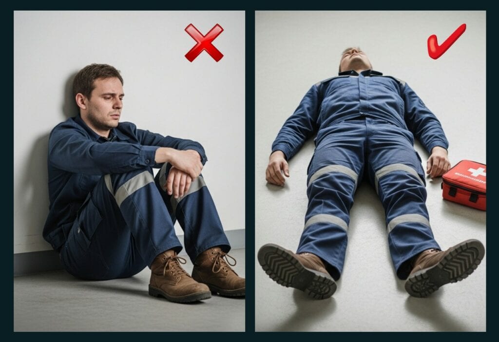 nietolerancja wiszenia, pozycja siedząca vs leżąca